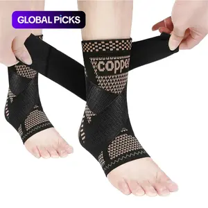 Copper Infused Ankle Protective Compression Brace with Strap, 1 Count Adjustable Breathable Ankle Support, Sports Ankle Protector for Outdoor, Sports, Running, Climbing Cycling #GLOBAL PICKS