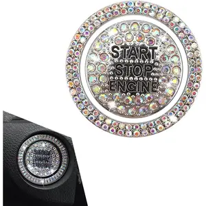Bling   Engine Start Ring Sticker, Push Start Button Cover, Sparkling Rhinestone Push Start Button Decorative Cover, Universal for   (Multicolored)