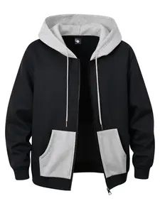 Men's Autumn Winter Long Sleeve Pocket Colorblock Zipper Hoodie Jacket Fashion Casual Outdoor Top Colorblock Hat Sporty Suitable for Street Travel Vacation Outdoor Commuting Camping Holiday Wear Menswear Stylish Sweatshirts