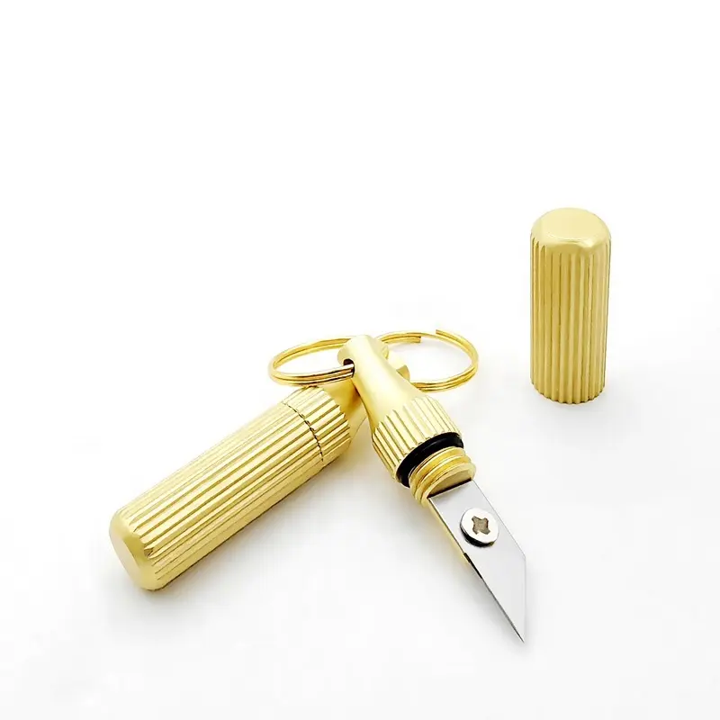 (2-piece set) Stainless Steel Portable Pocket Knife Mini Brass Capsule Knife pack