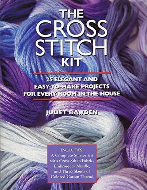 USED Book - Cross Stitch Kit: 25 Elegant and Easy-to-Make Projects for Every Room in the House, with Fabric by Juliet Bawden (Hardcover) - english