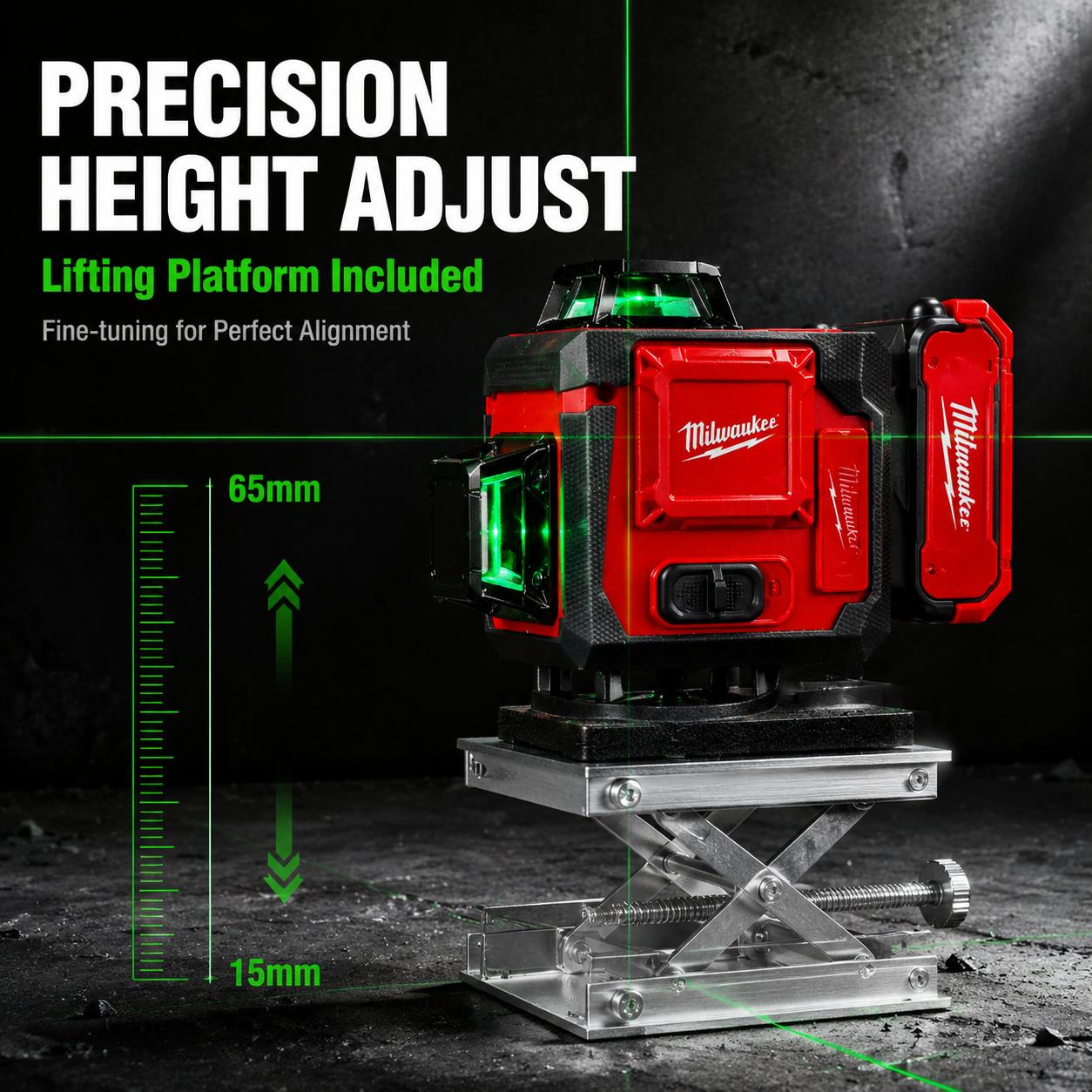 Milwaukee Professional Green Line Laser Level Unit, Rugged Multi-Directional Self-Leveling Tool with 360° Beam Projection, Magnetic Base, Tripod Mount for Industrial Repair, Construction Projects, Digital Laser Level