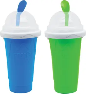 Slushy Maker Cup Slushie Maker Milk Cola Juice Squeeze Cup Frozen Magic Quick Freeze Cup with Lids and Straws Kitchen Silicone Utensils