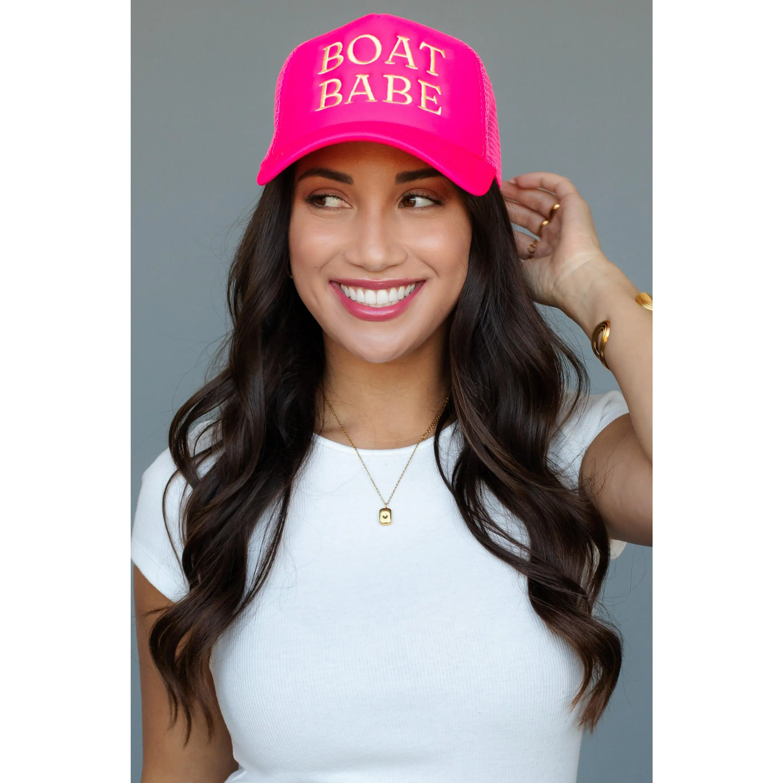 Boat Babe Trucker Hat Mesh Cap Polyester Cap Boat Babe Trucker Hat Mesh Cap Polyester Cap