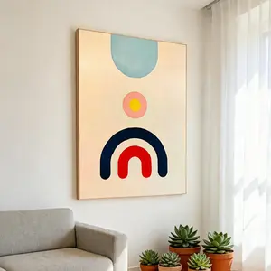 Abstract Rainbow   Minimalist Geometric Canvas Print Modern Aesthetic Room  Colorful Arch Poster Neutral Background  for Bedroom Living Room Nursery Office  Contemporary  Hanging Gallery   Trendy Home Decoration Gift Idea wall decor art