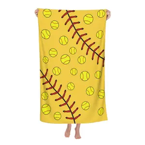 Softball Beach Towel,  Ultra fine fiber beach towels, soft and absorbent bathroom and pool accessories suitable for sunbathing and beach use