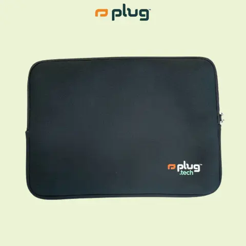 Plug 13.3-Inch Laptop Sleeve, Protective Case with Zipper - Black