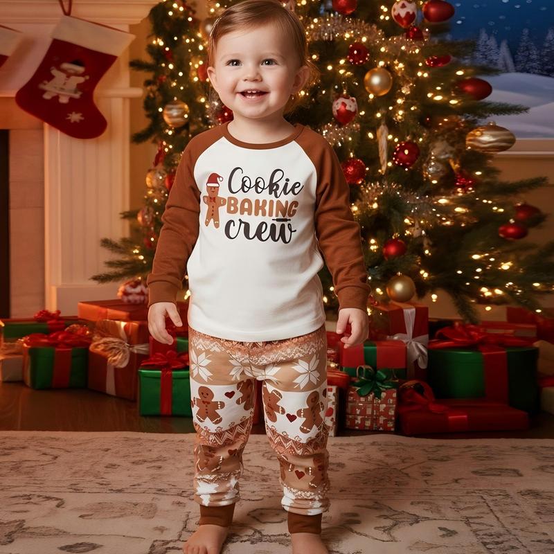 MOSSRIVER Christmas Family Matching PJs Soft Long-Sleeve Gingerbread Holiday Set Knit Baby Romper with Cookie Baking Crew Graphic Pajamas