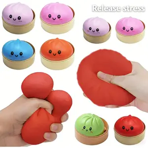 2026 Mega Rainbow Glitter Dumpling Squishy Toy with Steamer Box, Giant Soft Squeeze Fidget Toy, Stress Relief Decompression Toy for Adults & Kids