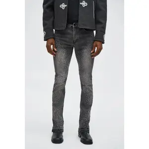 Stacked Skinny Flare Got That Razz Jewel Jean - Black Wash