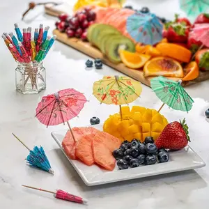 50pcs/set Umbrella Cocktail Drink Picks, Assorted Tropical Colors Party Toothpicks, Party Decoration Supplies, Home Decor, Room Decor, Summer Party Decoration, Hawaiian Theme Party, Home Bar Accessories