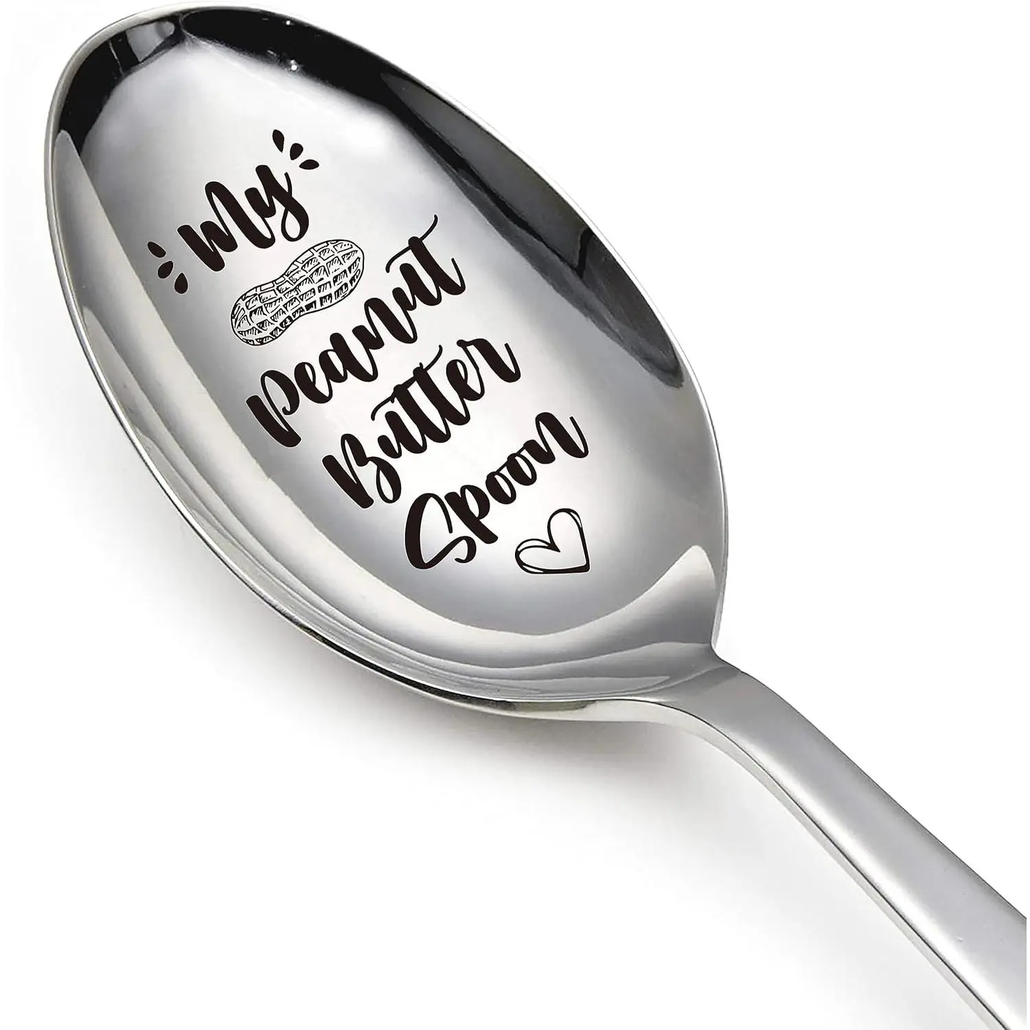 Peanut Butter Spoon - Funny Engraved Stainless Steel Spoon for Peanut Butter Lovers, Dessert Spoon for Moms, Dads, Boys, Girls,  Birthdays, Christmas, Valentine's Day G