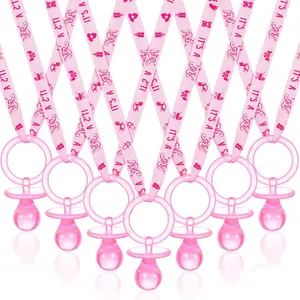 36 Pcs Shower Party Pacifiers Necklace Acrylic Pacifiers Charm Necklace for Shower Party Decorations Gender Reveal Table Scatter(Pink)