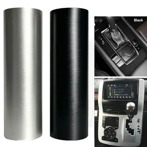Brushed Aluminum Black Silver Vinyl Wrap Film With Air Release Self Adhesive DIY Car Motorcycle Bicycle Decoration Sticker Decal