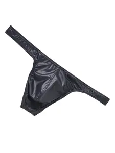 LGBTQ+ Men's PU Leather Thong, Casual Comfy Breathable Panty for Daily Wear, Fashion Men's Sexy Underwear for All Seasons