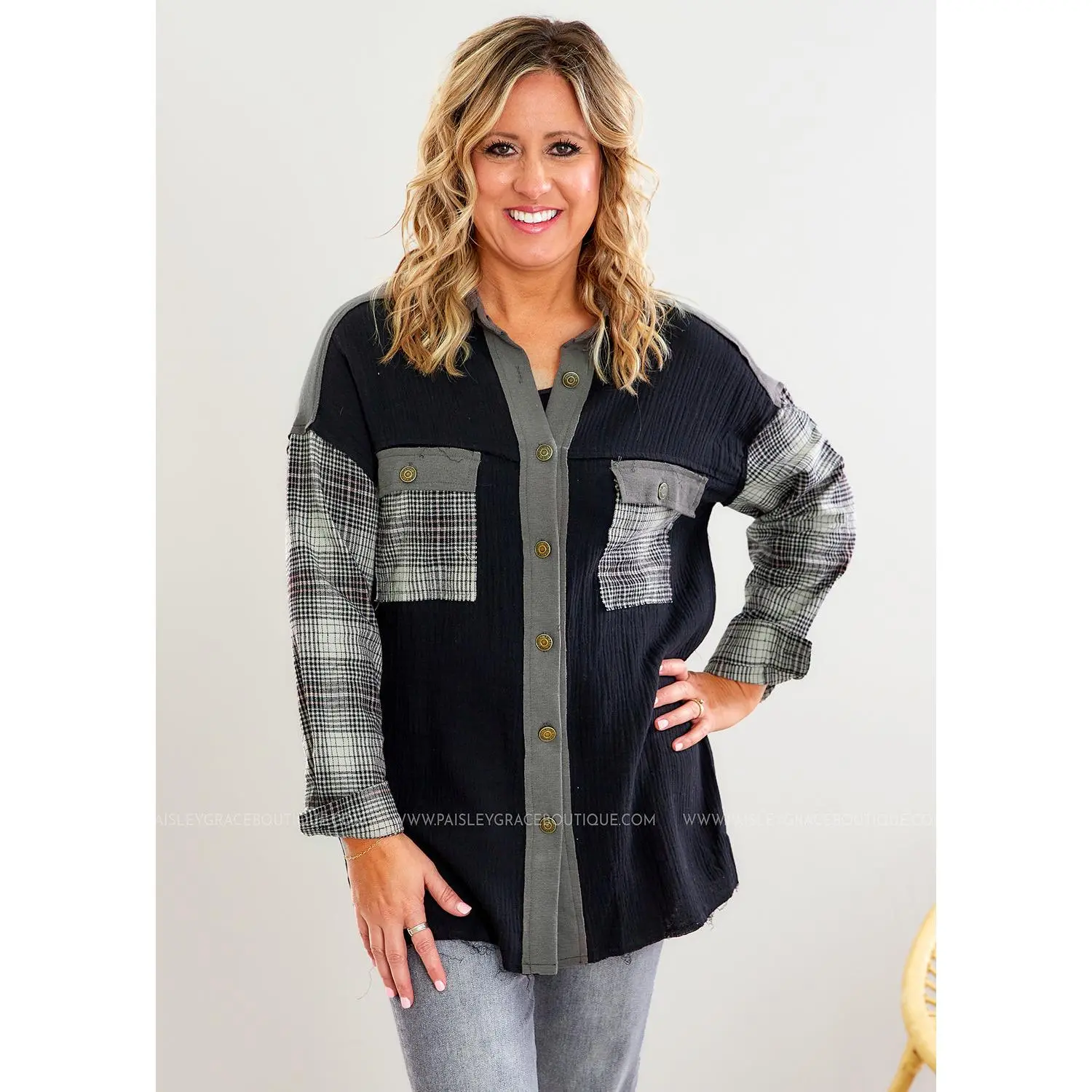 No More Waiting Shacket - Black - FINAL SALE