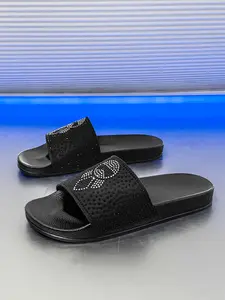 Men's Handmade Rhinestone Slippers, Cool Decoration Diamond Pattern, Casual PVC Shoes, All-Day Comfort Soft Cushioning, Fashionable One-Step Design