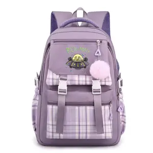 Rick & Morty Cartoon Backpack 3D Printing with Adjustable Shoulder Strap Relieve Back Pressure Backpacks for Adult Men and Women Style-2-Purple