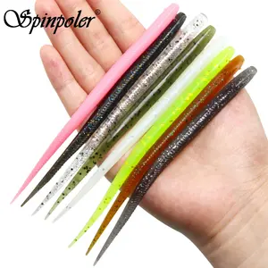 Spinpoler Soft Fishing Lure Worm Stick Tail 14cm, Artificial Loach Senko, Fake Earthworm Wacky Bait, Sea Bass Tackle, 10pcs/pack