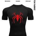1-Pack Men's Quick Dry Compression T-Shirt with Spider Print, High Stretch Breathable Athletic Base Layer Tee, Moisture Wicking Performance Shirt for Gym, Fitness, Running, Daily Active Wear, Workout Clothes