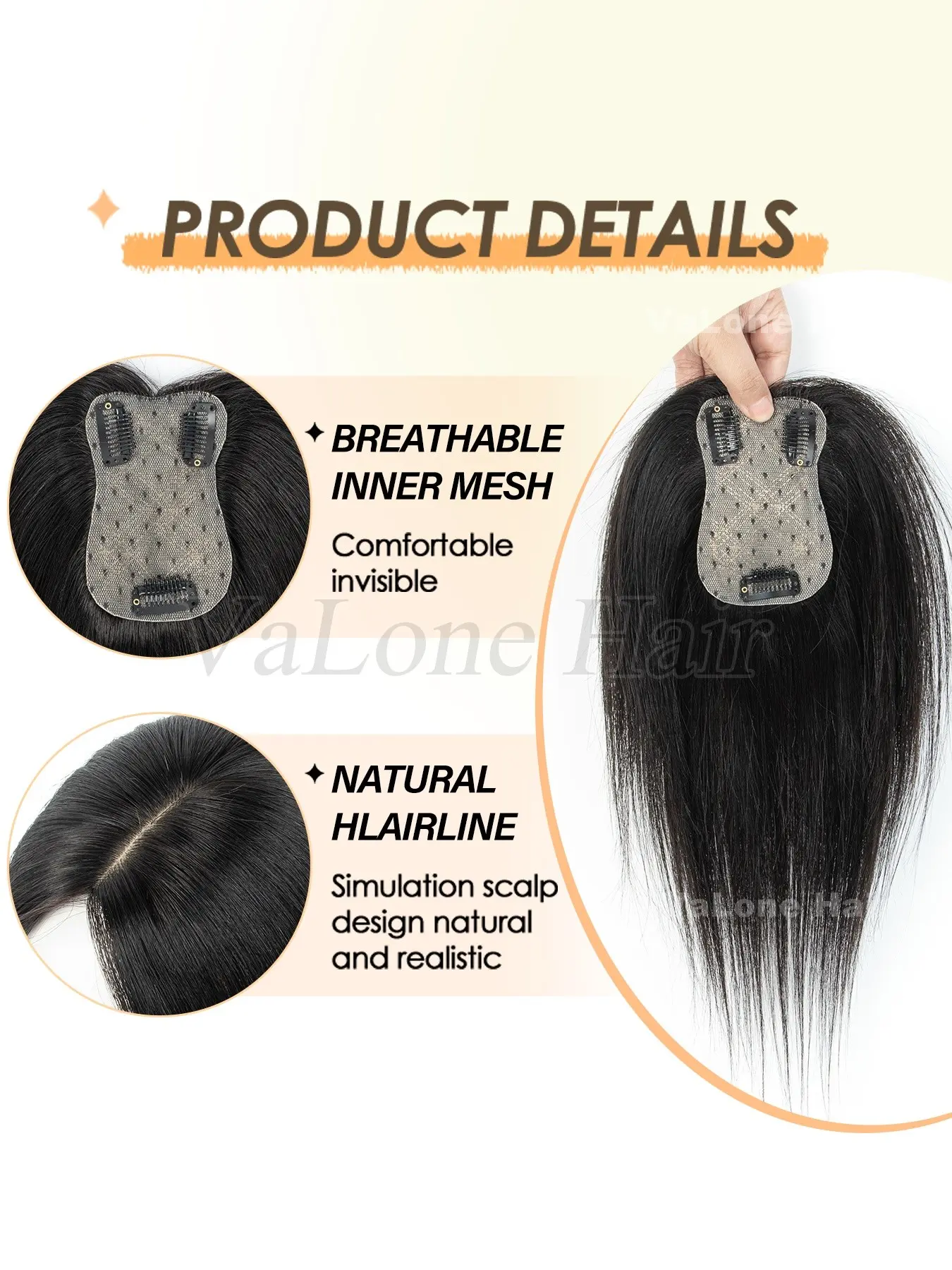 7x11cm Human Hair Topper, Hair Replacement, Human Hair 