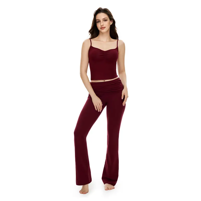 PUMIEY Women's 2-Piece Cami Lounge Outfit, Buttery Soft Matching Sets with Ruched Waist and Adjustable Straps, Minimalist Everyday Clothes, Women's Clothes, Outfits, Two Piece Sets Pajama Set Womenswear SohoChic