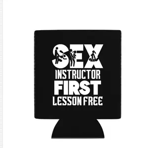 Sex instructor first lesson free black Custom Neoprene Koozies Can Coolers for 12oz 16oz 20oz 24oz and More Premium DTF Print Heat Pressed One Sided Funny Unhinged Designs Great for Men Women Gift