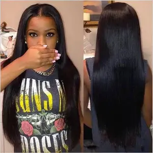 Straight Human Hair Wig Transparent Lace Front Wig Brazilian Natural Hair Wig Promotion Pre-Plucked 13x4 HD Lace Front Wig 180% long straight hair
