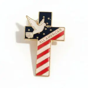 Keep America Great Cross & Dove Patriotic Lapel Pin (gold plated)