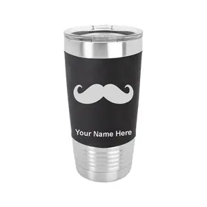 Personalized 20oz Silicone Tumbler Mug, Mustache, Engraving Included