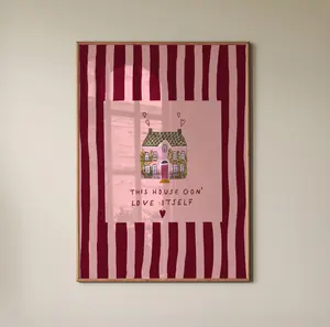 Olivia Dean Lyrics Print, Baby Steps Song Quote Poster, Cute House Bedroom Decor, Red Pink Handdrawn, Home Illustration Wall Art, Music Printable