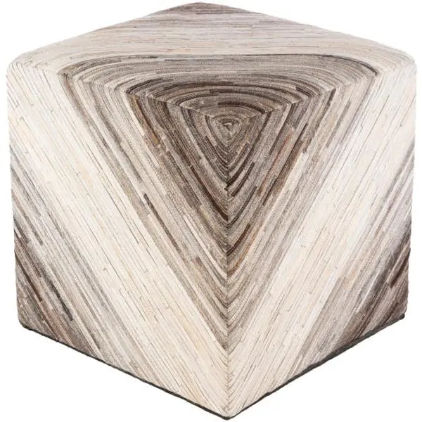 Zander Pouf Ottoman in Ivory & Gray