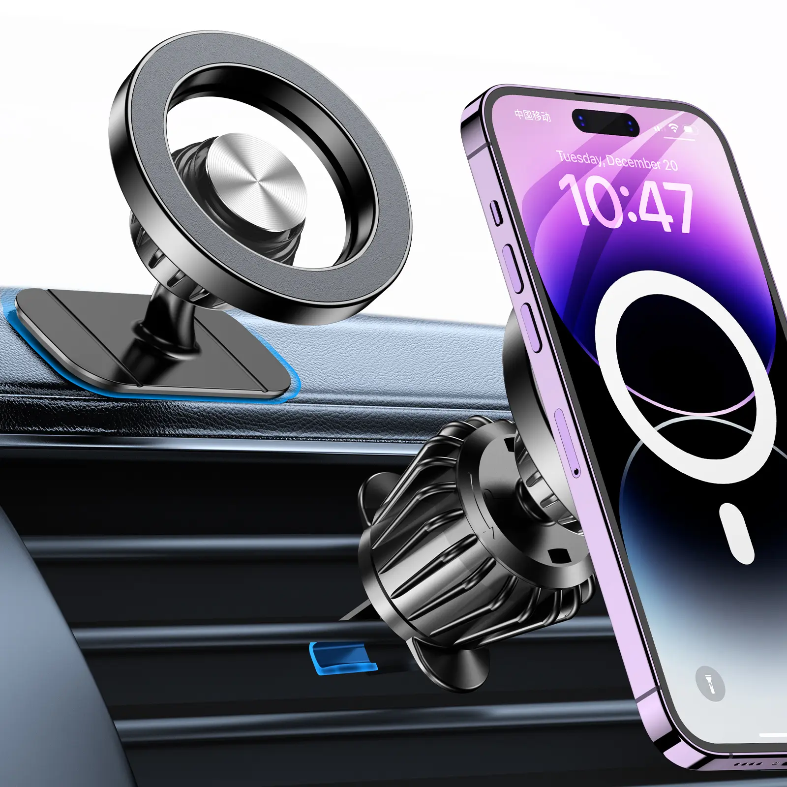 Coolpow MagSafe Car Mount 20 Strong Magnets Magnetic Car Phone Holder for Air Vent, iPhone 17/16/15/14/13/12 and Samsung S26, Stable Cell Phone Holder for Car Accessories, Vent Clip Car Mount for Jeep Truck Hands-Free Use for Men Women