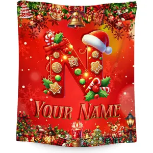 Custom Name Christmas Throw Blanket - Soft Flannel for Festive Decor, Personalized Holiday Gift for Friends & Family