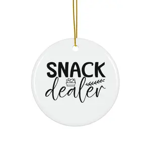 SNACK DEALER ORNAMENT, CHRISTMAS DECORATIONS, 3 INCHES CIRCLE ORNAMENT, CERAMIC ORNAMENT