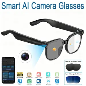 Smart AI Camera Glasses M02S – 8MP HD 1080P Video Recording, Photochromic Lenses, Button Touch Controls, Ideal for Travel & Outdoor Photography, Real-Time Translation in 160+ Languages, Bluetooth Wireless, UV Protection Wearable Glasses with