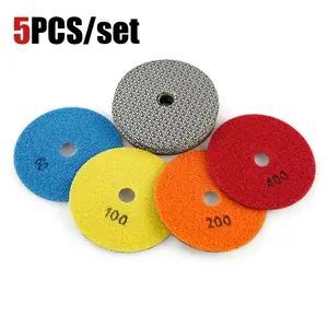 5PCS 4" Electroplated Diamond Hand Polishing Pads - 60/100/200/400 Grit for Granite Marble Concrete Glass & Metal - Stone Countertop & Metalworking Tools - Sandpaper