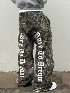 Men's Camo Print Straight Leg Sweatpants, Regular Fit Casual Street Comfy Breathable Camo Print Pants for Daily Wear, Men's Bottoms for Summer, Trouser, Graphic