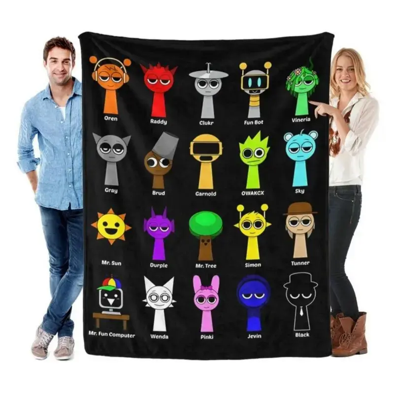 Incredibox Sprunki Graphic Character Flannel Blanket - Soft, Funny Throw for Bed, Camping - Multipurpose Textile for All-Occasion Gifting, Flannel Blankets, Graphic Character Blankets