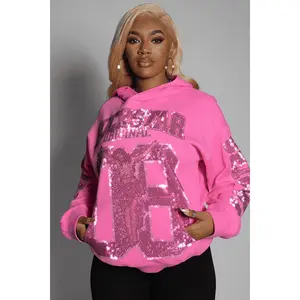 Tariqa Pink Rhinestone Hoodie