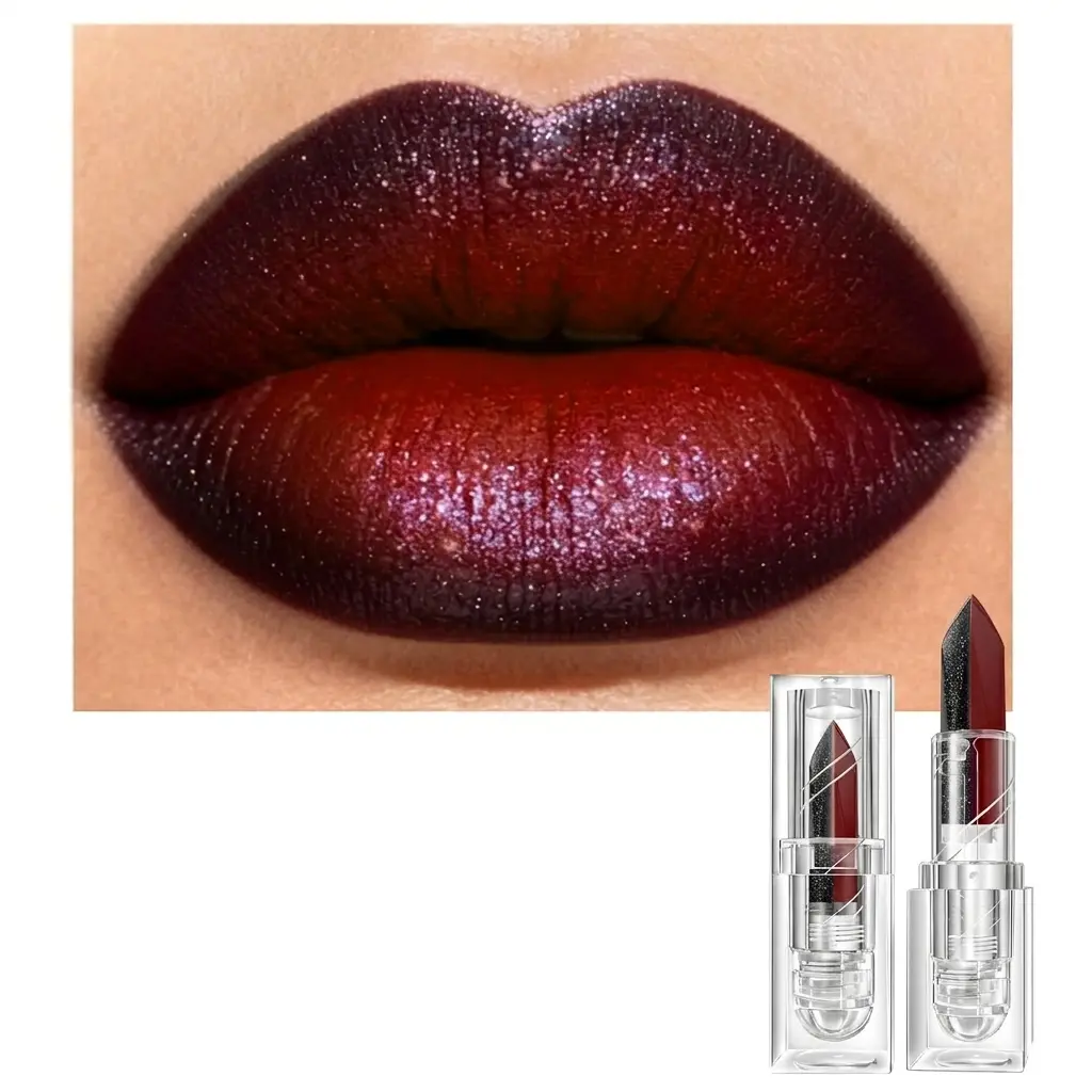Black Lipstick Glitter Red Lipstick Ombre Lips Dual Tone | Long Lasting Lip Stick for Halloween Dual Sided 2 in 1 Waterproof Lipsticks, DU-G7