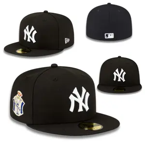 New Era 59FIFTY New York Yankees Fitted Cap – Flat Brim Baseball Hat with Embroidered White NY Logo, Classic MLB Streetwear Look for Men & Women