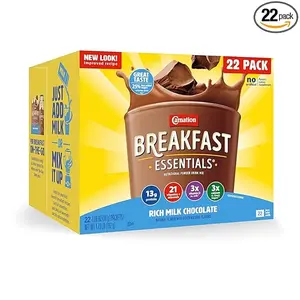 Carnation Breakfast Essentials Powder Drink Mix, Rich Milk Chocolate,1.26 Ounce (Pack of 22), (Packaging May Vary) Vitamin Beverage