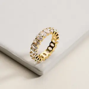 18K Gold Filled Oval CZ Eternity Band – Full Eternity Statement Ring – Made in Korea
