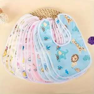 Crystal Velvet U-Shaped Absorbent Feeding Bibs - 8pcs or 10pcs Random Pink, Yellow, Blue - Baby Infants' Drool Bibs