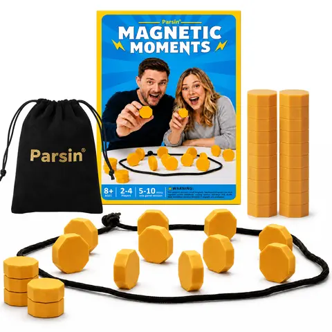 Parsin Magnetic Classic Cognitive Board Game Set - 20 Magnets, Travel Bag, Adjustable Rope, Unisex Strategy Toy, Family Fun Game, Party-Ready Activity for Bonding,familyfun