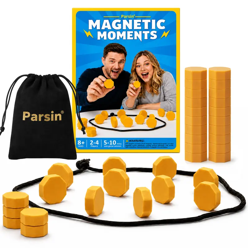 Parsin Magnetic Classic Cognitive Board Game Set - 20 Magnets, Travel Bag, Adjustable Rope, Unisex Strategy Toy, Family Fun Game, Party-Ready Activity for Bonding,familyfun