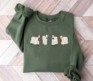 Halloween Cow Sweatshirt, Cow Pumpkin Ghost Sweatshirt, Halloween Tee, Cute Ghost Shirt, Halloween Farm Sweater