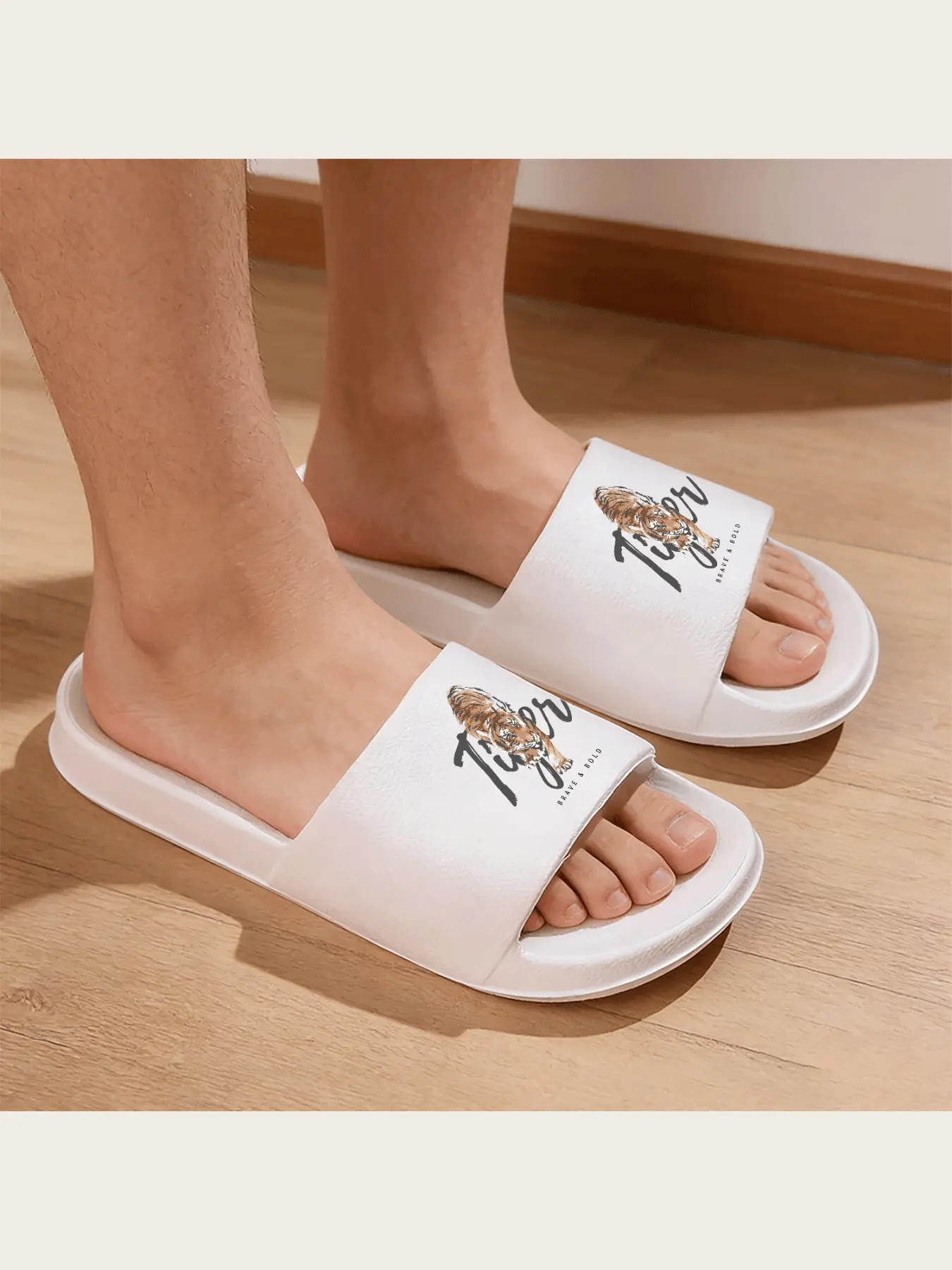 Tiger Print Slippers for Women Men Animal Pattern Indoor Outdoor Comfortable Non-Slip Home Shoes Soft Sole Casual Footwear Lightweight Breathable Open Toe Sandals Fashion Jungle Theme Footwear