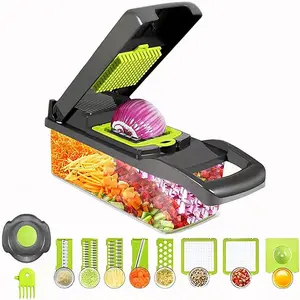 A 14-piece set of multi-functional fruit vegetable slicer, potato shreds and grater, and portable vegetable slicer for home kitchen
